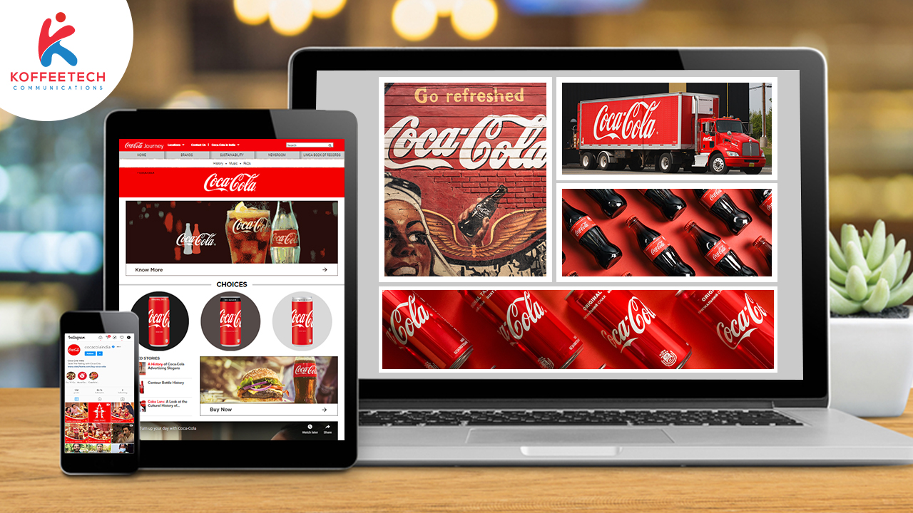 coco cola across all their social and web platforms in a collage
