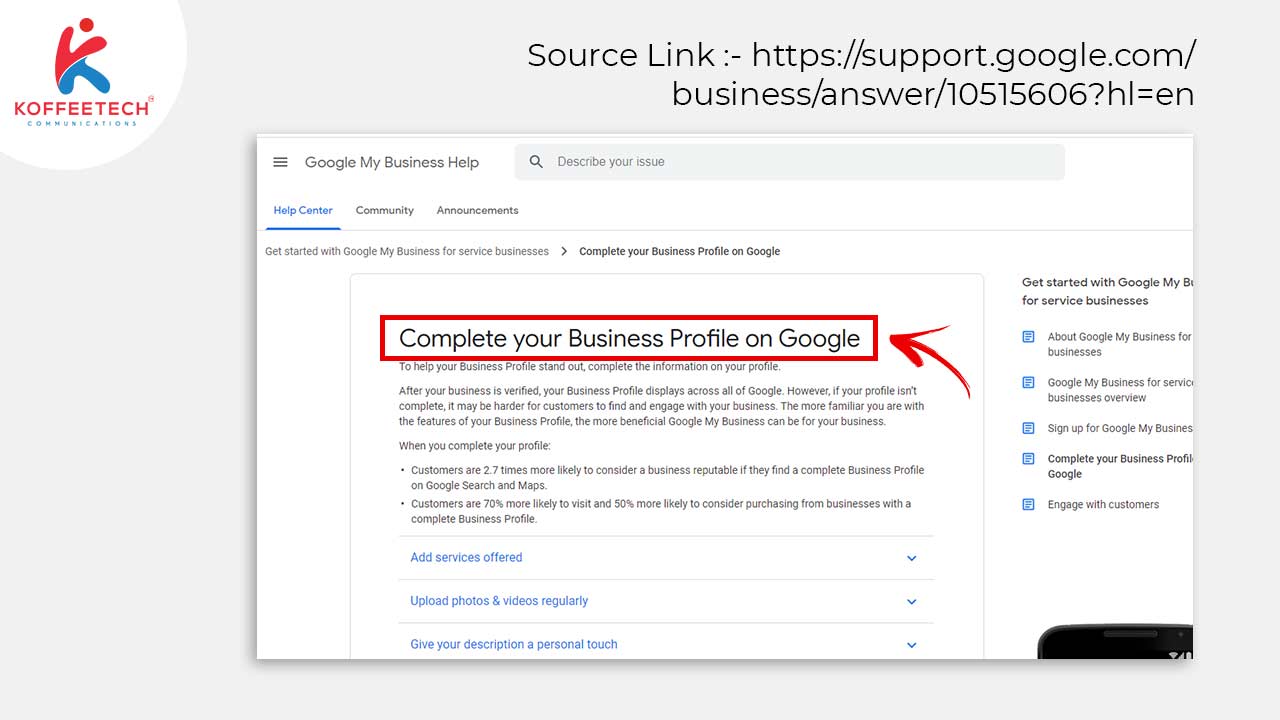 Google My Business’ completes your profile